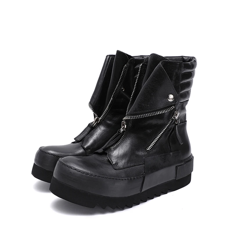 Designer Customized Goodyear Nappa Genuine Leather Handmade Sewing Gentle Cool Artist Hairstylist Sneakers Boots