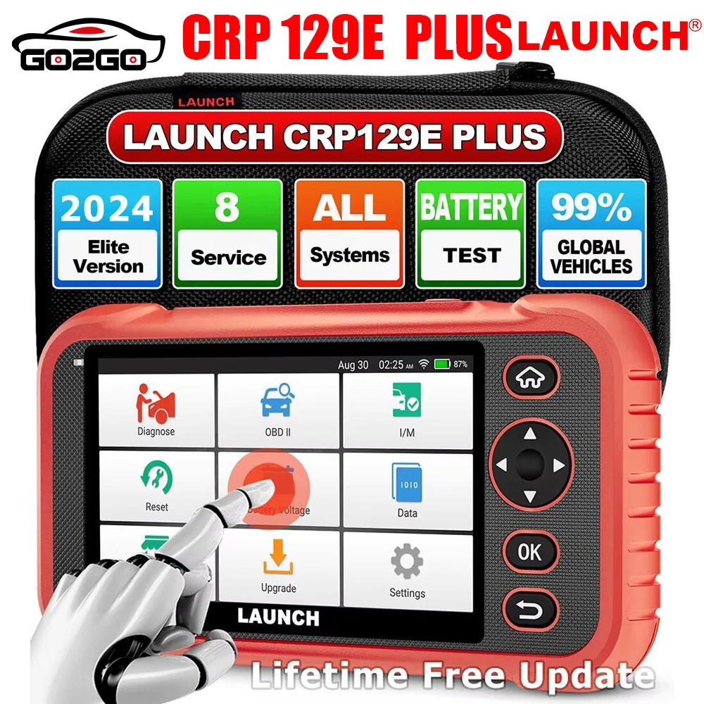 LAUNCH X431 CRP129E PLUS Полная система диагностических инструментов Сканер OBD2 8 функций сброса Масло SAS EPB TPMS DPF 2-летнее бесплатное обновление