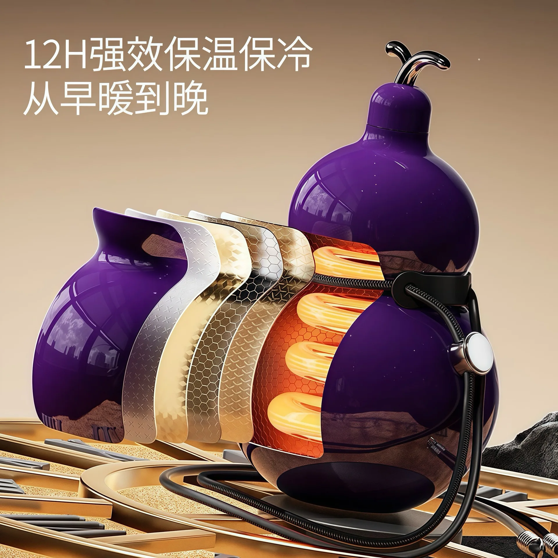 316 Stainless Steel Gourd Vacuum Cup Portable Large Capacity Water Bottle Light Luxury High‑Appearance Kettle for Men Women