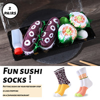 2 Pairs of Mid-Calf Socks for Men and Women, Novelty and Fun Colorful Salmon Sushi Gift Box Socks, European and American Fashion Trendy Style, Comfortable and Breathable, Party Casual Novelty Gifts, Valentine's Day, Christmas, Santa Claus, Autumn and Winter Styles, All-Season Cute and Fun Socks