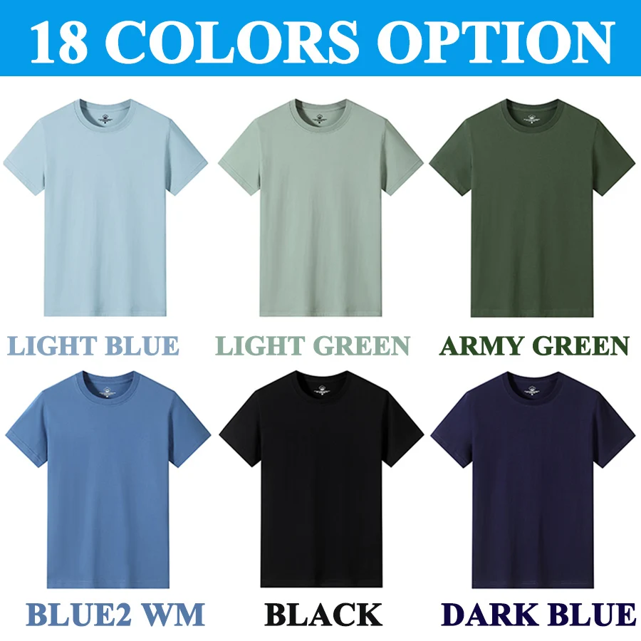 Cotton T Shirts Men Short Fashion 2025 O-Neck Slim T-Shirt Male Casual Solid Color Tee Shirt 18 Colors Plus Size M-6XL Wholesale - Image 5