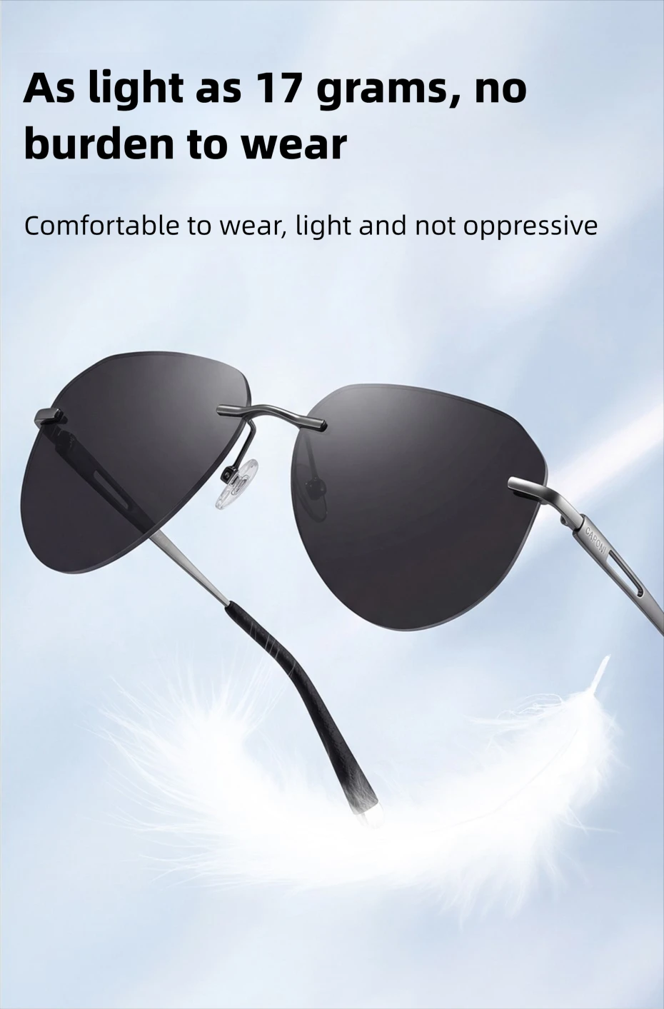 CAPONI Randlose männer Sonnenbrille Polarisierte Photochrome UV400 Outdoor Fahren Sonnenbrille Titan Legierung Mode Brillen BS22003 – Detail 13