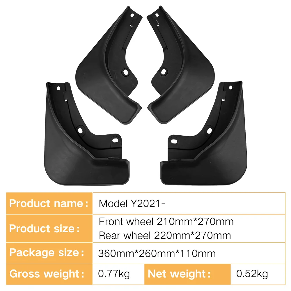 Per Tesla Model Y 2021-2024 black car mudguard riduce la polvere Resist tire dirt accessori per auto strumenti