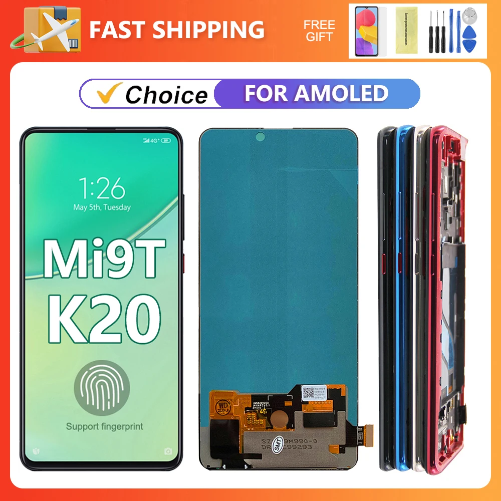 For Xiaomi Mi 9T/Mi 9T Pro AMOLED Tested For Redmi K20/K20 Pro M1903F10G LCD Display Touch Screen Digitizer Assembly Replacement