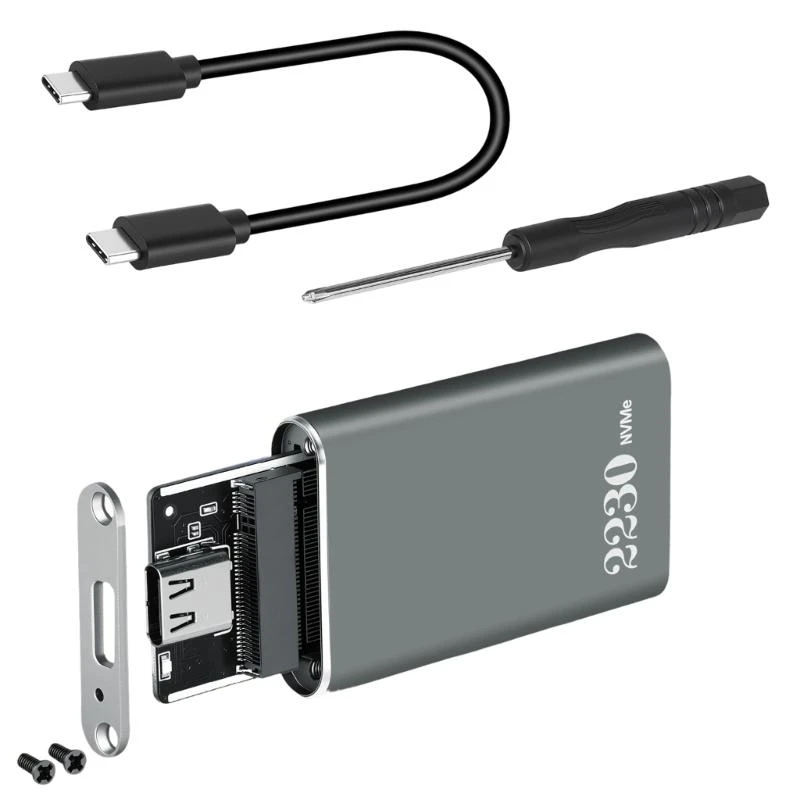  Modern Metal USB C 3.2 External Drive Case For 2230 M.2 NVMe SSDs for Multiple Device Use