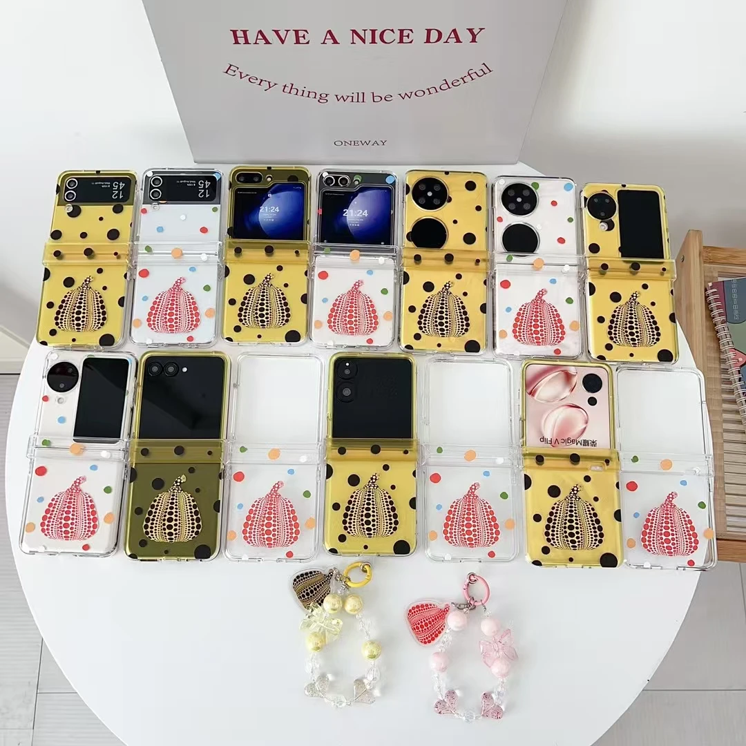 For Huawei pocket2 Cute Polka Dot Pumpkin Pattern Handheld Chain Case Phones Case For Huawei P50 pocket/pockets