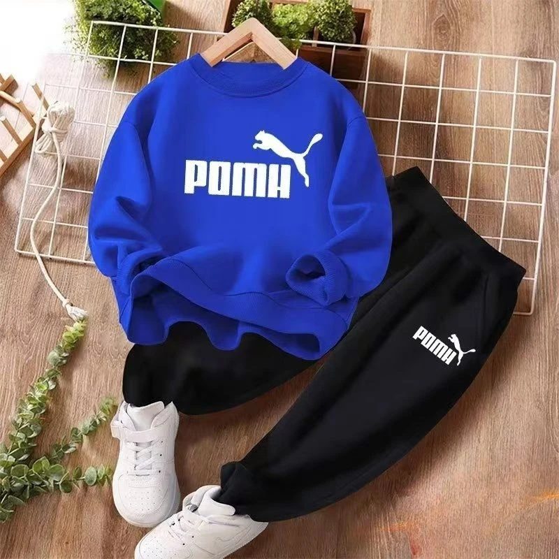 Conjunto de ropa de otoño para Bebé y Niño, sudadera deportiva con estampado de letras, pantalones y parte inferior, chándal de 2 piezas