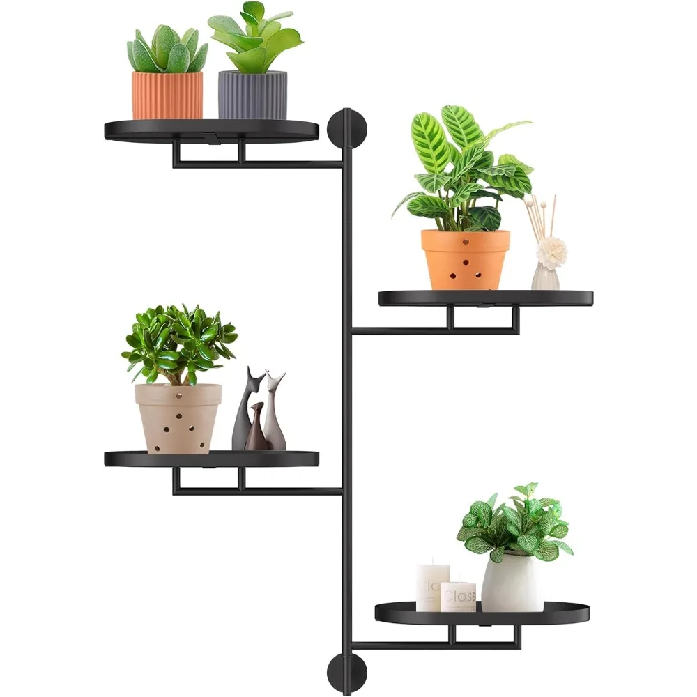 

Rotating Window Shelves for Multiple Plants Indoor,4-tier Metal Corner Black Plant Stand Holder Floating Hanger Shelf