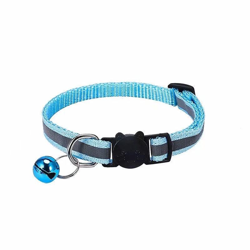 Collier pour chat réfléchissant avec clochette tête de chat_voghion.com
