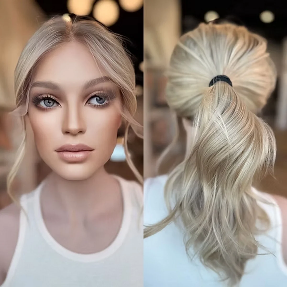 

Light Blonde Synthetic Lace Frontal Wigs New Style Middle Parting Natural Hair Wig Full Roots Loose Wave Women's Wig Daily Party