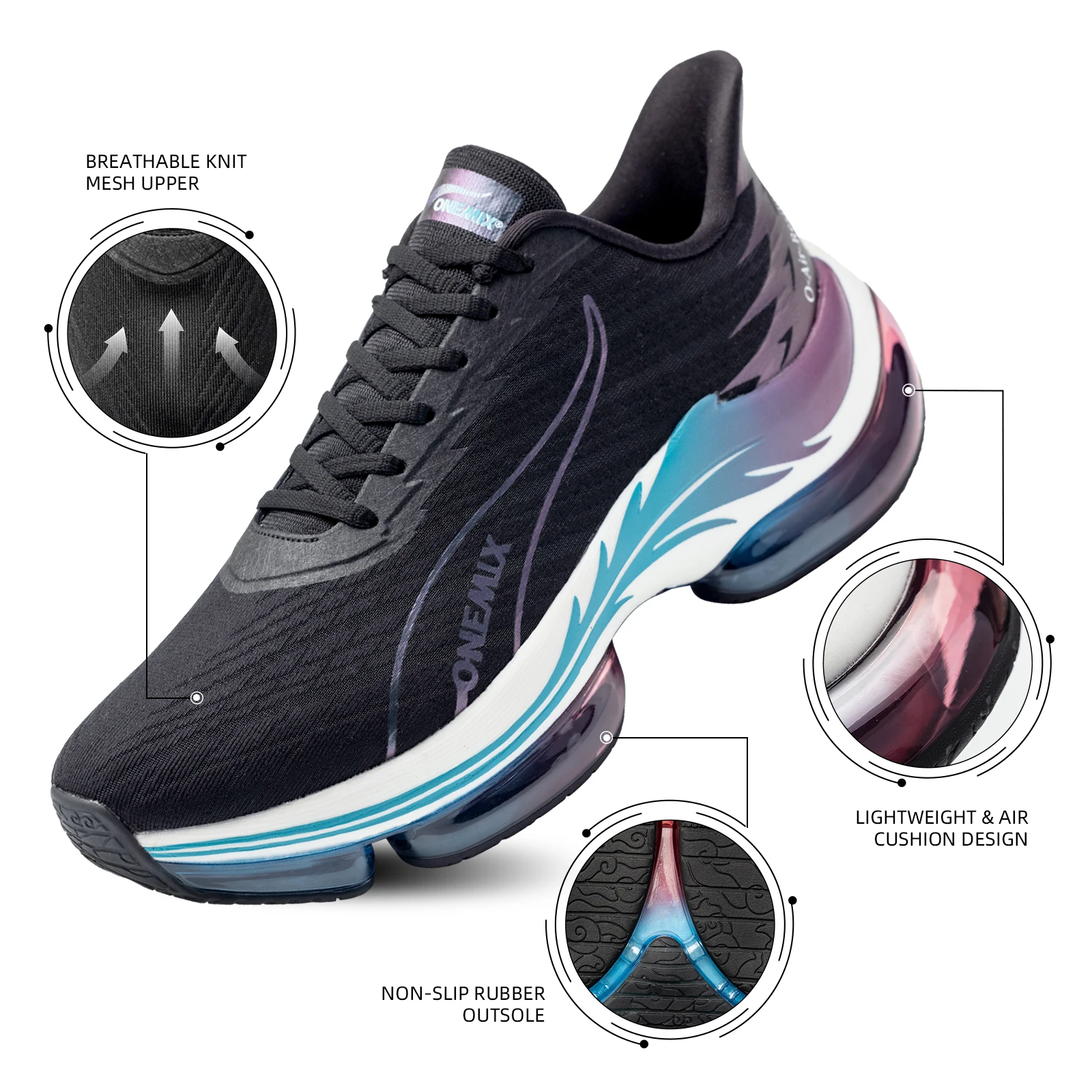 ONEMIX Running Shoes Men Women Air Cushion Sneakers Breathable Mesh Outdoor Athletic Height Increase Walking Shoes Hot-sell
