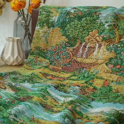 Green Oil Painting Style Yarn Dyed Jacquard Fabric Women's Dress Curtain Carpet Making Thick Fabric 50cmx150cm