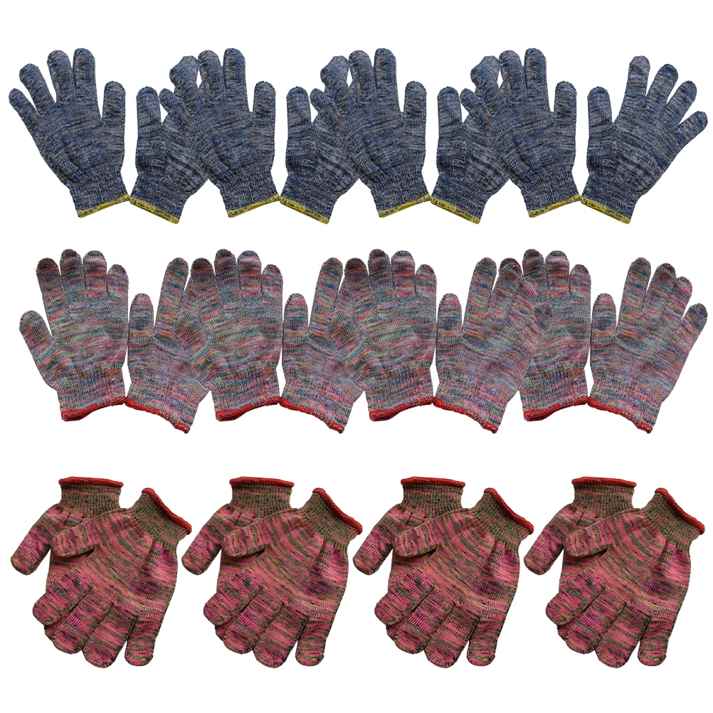 

12 Pairs Anti-slip Wear-resistant Gloves Woodworking for Protective Worker Nylon Non-Slip Thicken Gardening Weeding