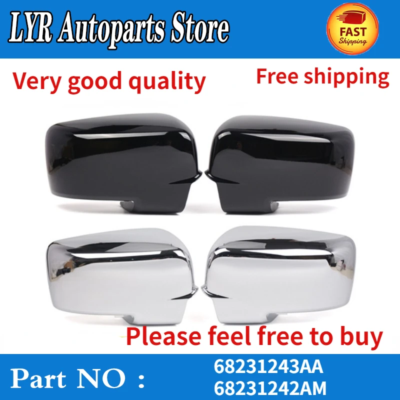 

A pair Left Right Auto Rear Mirror Cover Shell Cap Housing Replacement For Dodge Ram 1500 09-12 68231243AA 68231242AM