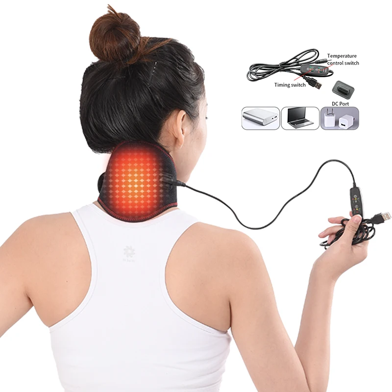 USB Plug Heating Neck Pad Brace Cervical Vertebra Fatigue Therapy RelieverPain Relieve Protecter Health Neck Corrector