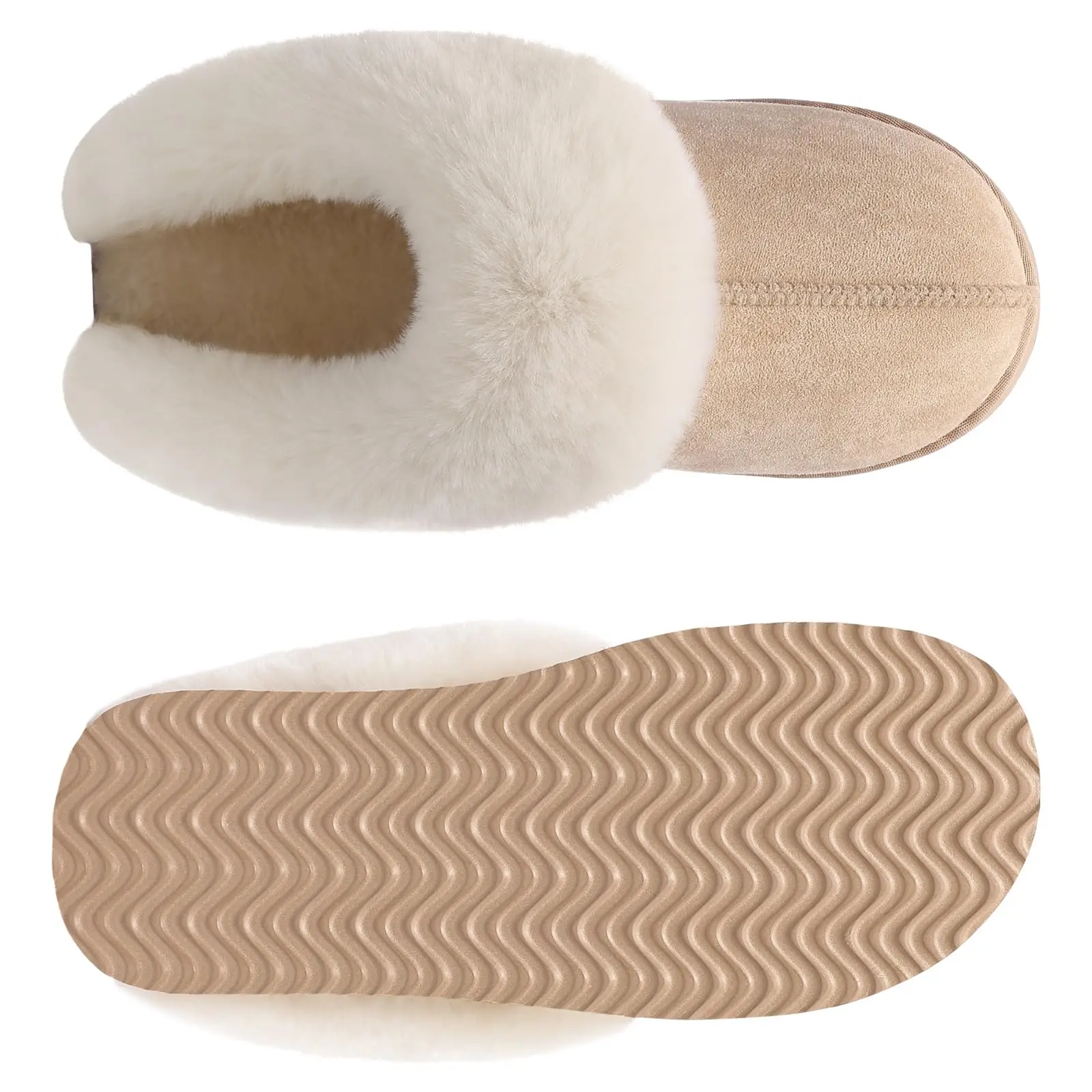 Litfun Winter Fuzzy Slippers for Women Fluffy House Slippers Warm Faux Fur Bedroom Slides Indoor Outdoor Plush Lining Slippers view 4