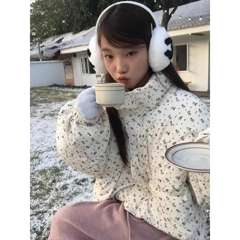 Parkas für Damen, Outdoor, Winter, Bio-Baumwolle, gesteppt, mit Druckknöpfen, geraffter Bund, gerüscht, elegant, urban, einzigartig, adrette, mehrfarbig, BF