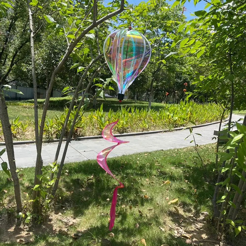 Giant Size Hot Air Balloon Plastic Material Rainbow Colors Wind Spinner Transparent Film Color-changing Film Rotating Windmill