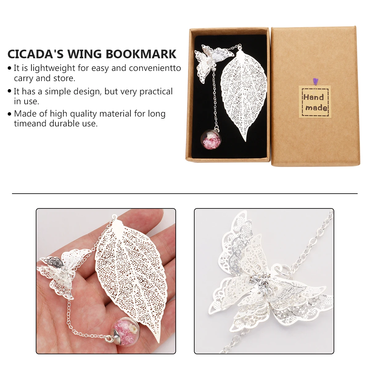 

Dried Flower Bookmark Elegant Page Marker Lightweight Students Stationery Office Supplies Copper Leaf Shaped
