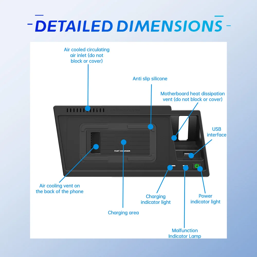 15 واط شحن لاسلكي سريع شاحن الهاتف لوحة لوحة حامل لفولكس واجن توران 2021-2025 فيلوران 2022-2025