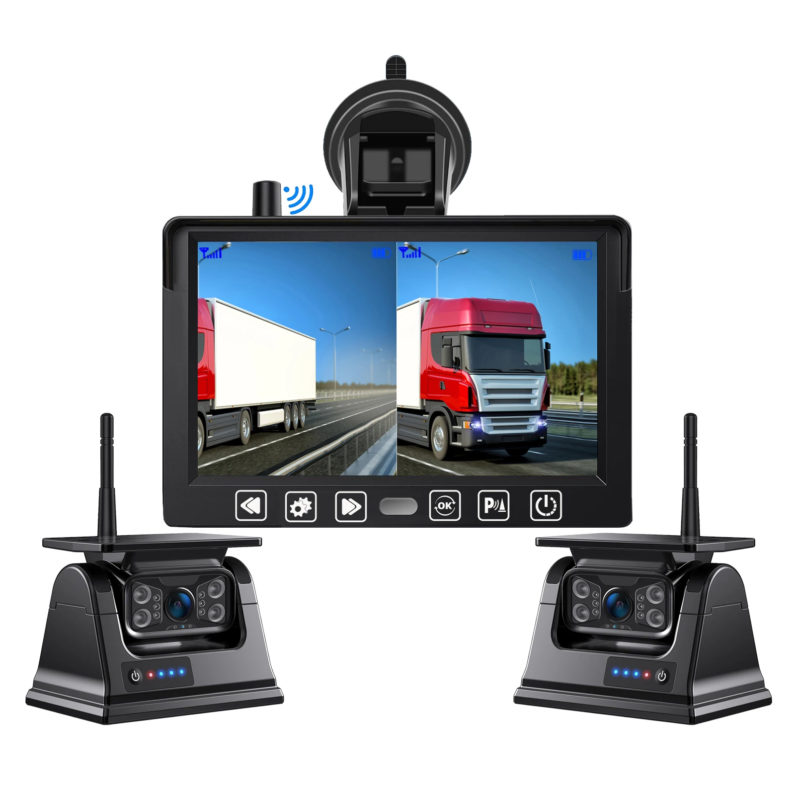 iPoster 1/2x Digital Wireless Solar Backup Cameras Magnetic Base Hitch 5 Inches IPS Screen Car Monitor For Caravan Rv Trailer