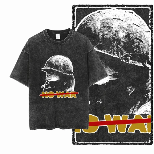 Imagen 2 del producto ZG-Camiseta Unisex con estampado de algodón lavado con ácido, ropa de calle Vintage, camisetas de talla grande para hombre