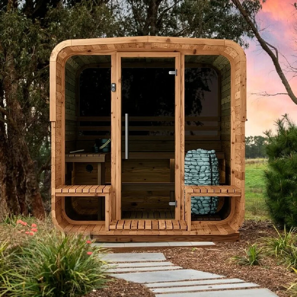 Canadian Red Cedar Wooden Outdoor Sauna Cabin for 6 Person