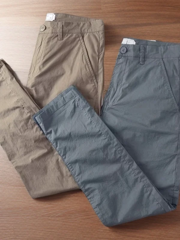 

Мужские летние повседневные брюки из хлопка, прямого кроя, зауженные, с легким стрейчем, удобные, укороченные (длиной 7/8)