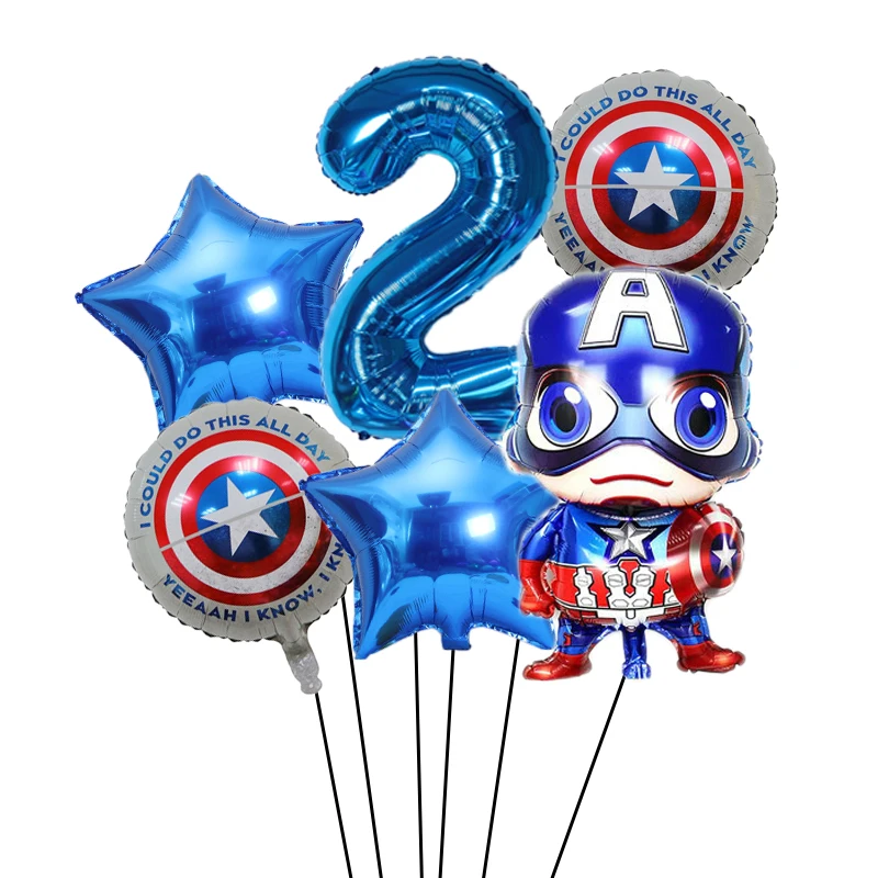 6pcs Marvel SpiderMan The Hulk Iron Man Foil Balloon Baby Shower Decoration Children\'s Birthday Superhero Theme Party Toy Ball