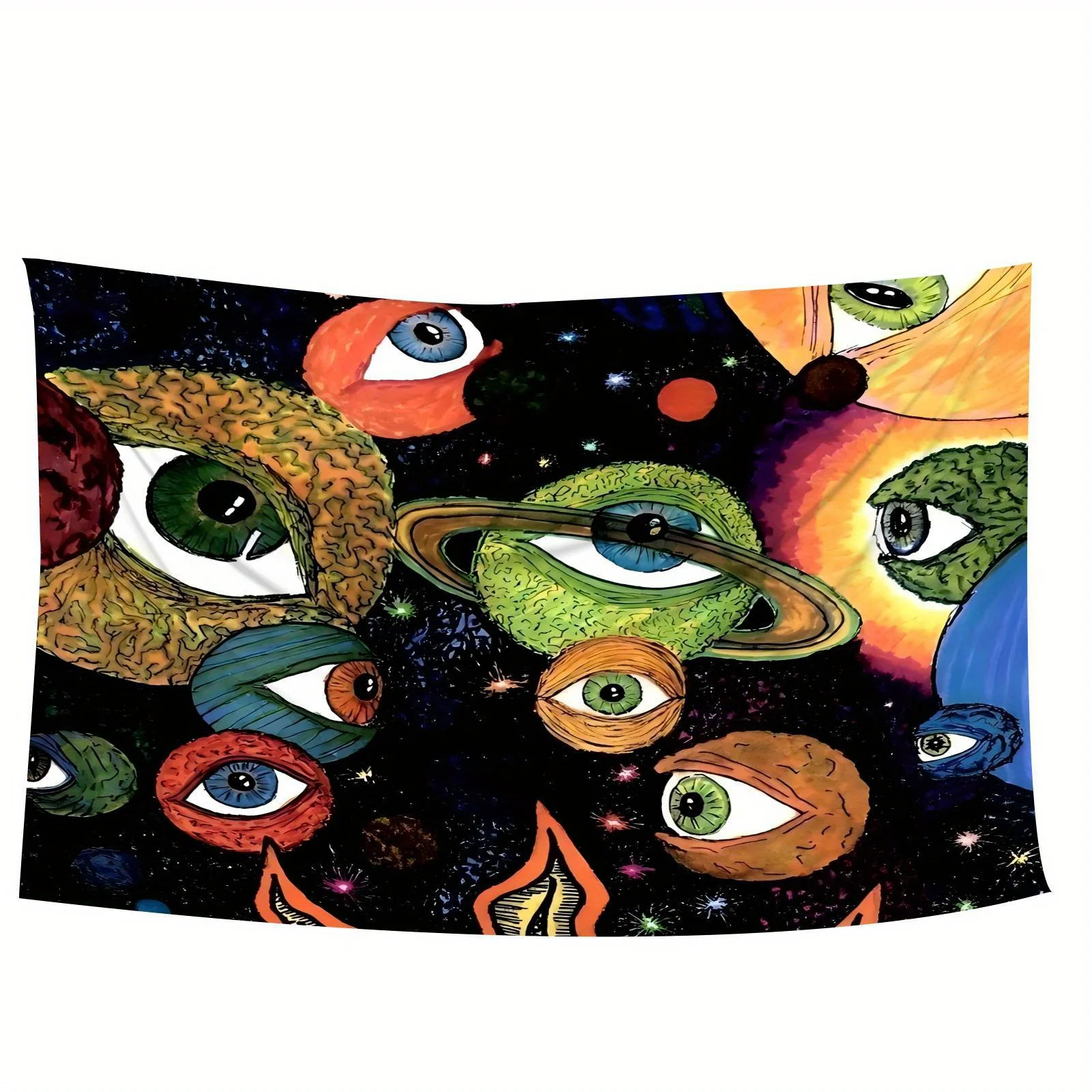 قطعة واحدة من نسيج فني جداري على شكل حيوان مضحك - تصميم الكوكب والنجوم الكونية، معلق على الحائط متين لغرفة النوم/غرفة المعيشة/النوم #6
