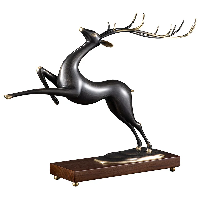 Factory Direct 2026 Leap Thousand Miles Brass Lucky Deer Ornament Living Room TV Cabinet Entrance Office Furnishings
