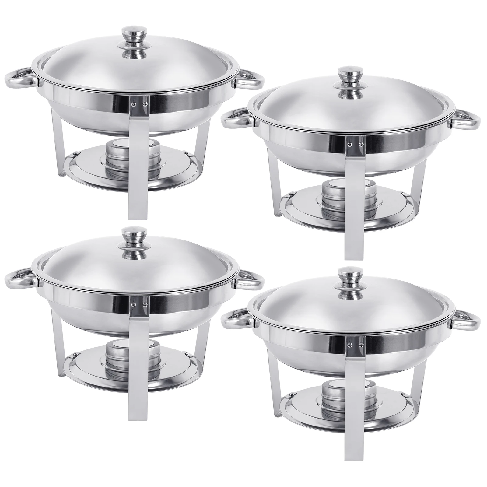 

4 Pack Stainless Steel Chafing Dish Buffet Set 5L Round W/Lid Restaurant Warmers Party Food Warmer Buffet BBQ Party
