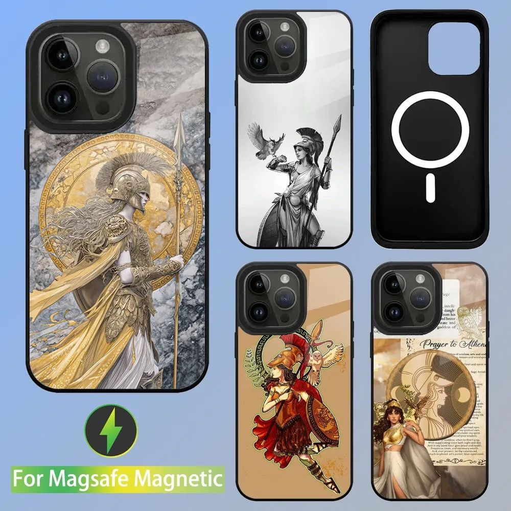 Abstract Greek Mythology Athena Phone Case For iPhone 16,15,14,13,12,11,Plus,Pro,Max Mini Magsafe Magnetic Wireless Charging