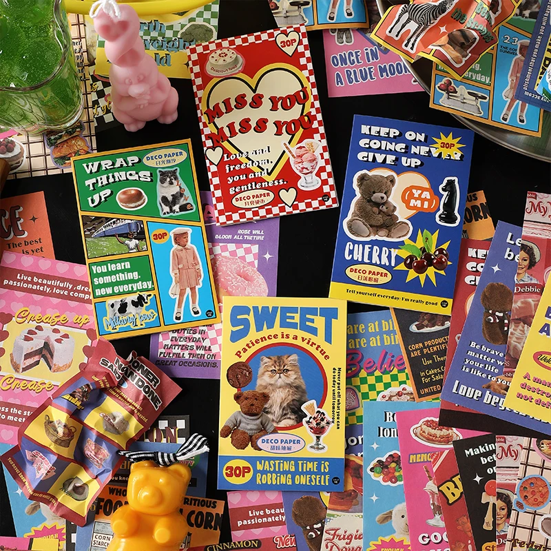 30 sztuk INS śliczne plakat retro materiał papier dekoracyjne artykuły papiernicze Scrapbooking notatnik pamiętnik Album etykieta papier dekoracyjny