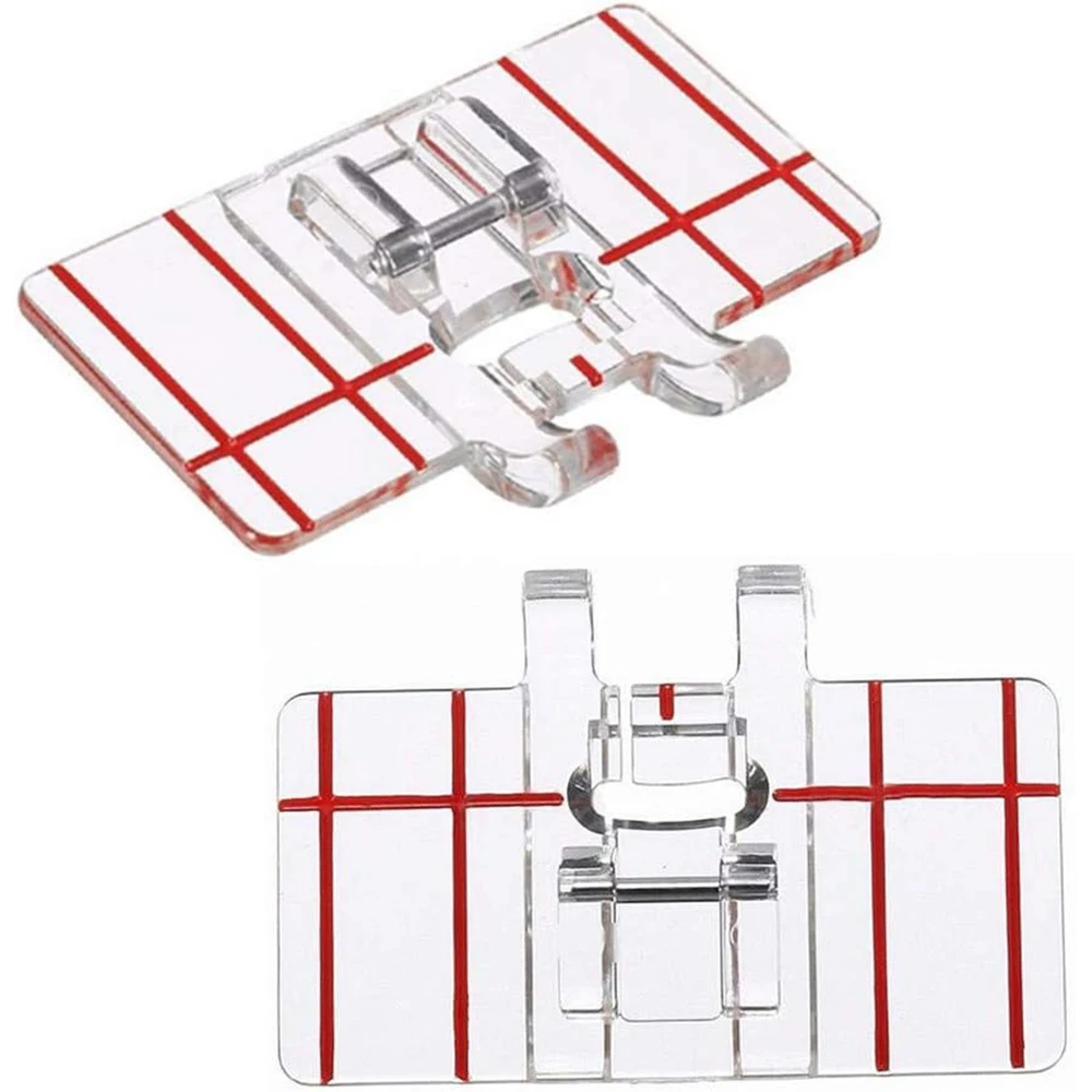 Plastic Clear Parallel Stitch Presser Foot Border Guide Foot For Singer Brother Low Shank Domestic Sewing Machines Accessories