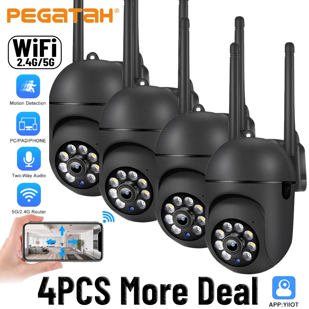 Cámara de vigilancia IP PTZ para exteriores, videocámara de protección de seguridad, Audio bidireccional, seguimiento automático, 1-4 piezas, 5G, 2,4G