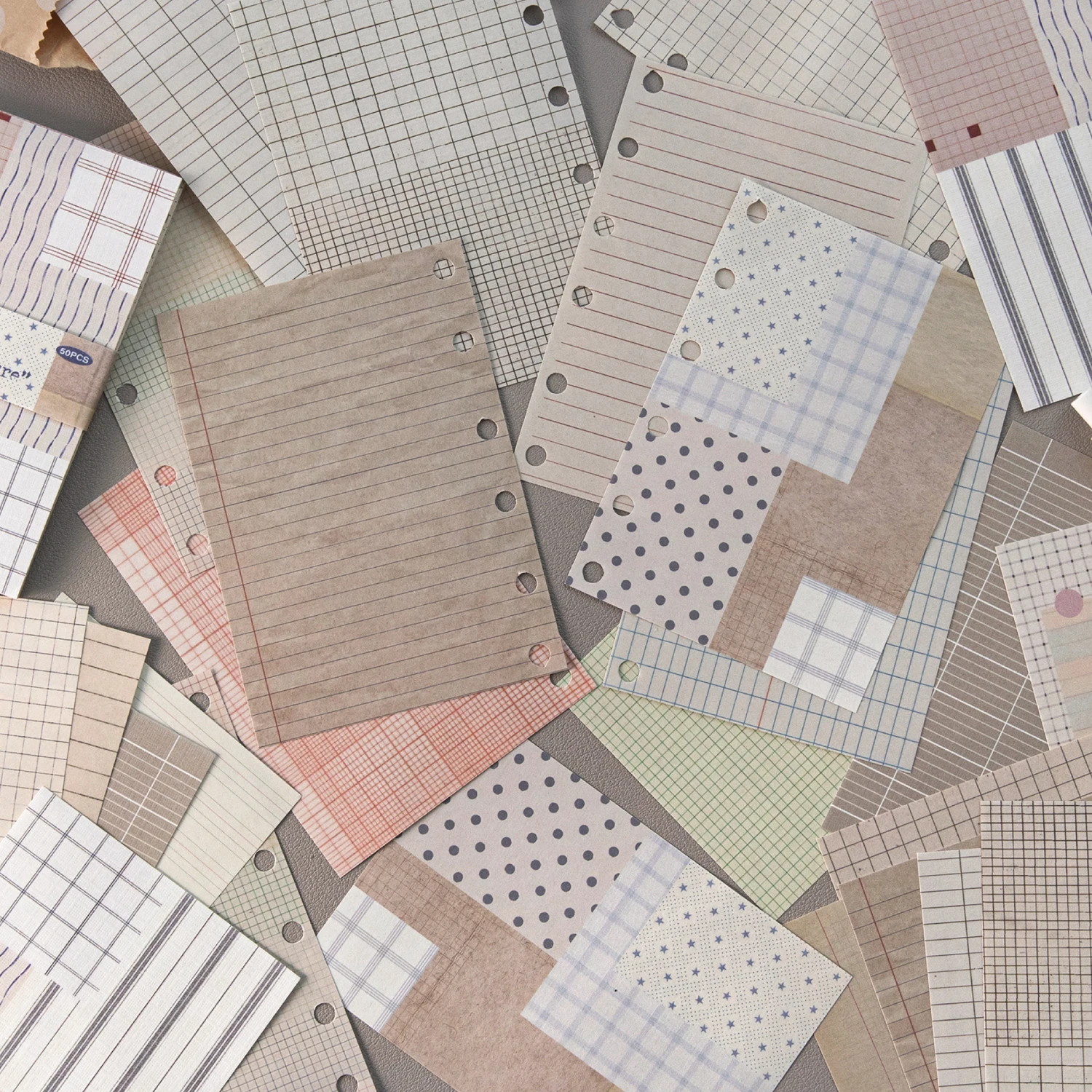 Journal GO 50pcs Kawaii Plaid Grid Material Paper Note Decorative Paper Message Memo To Do List Office Stationery Supplies image 5