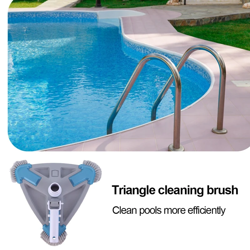 Vacuum Cleaner Head Triangular Pool Head With Side Brush Suction Head Brush Cleaner Swimming Pool Cleaning Supplies