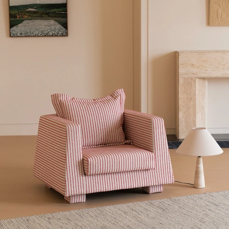 Sofa chair single lounge chair designer Korean style single chair red striped armchair