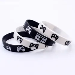 1PC NEW Game Controller Logo Debossed Printed Bracelet Game Lover Bangles Black and White Wrist Strap Men Bracelet Gifts SH367