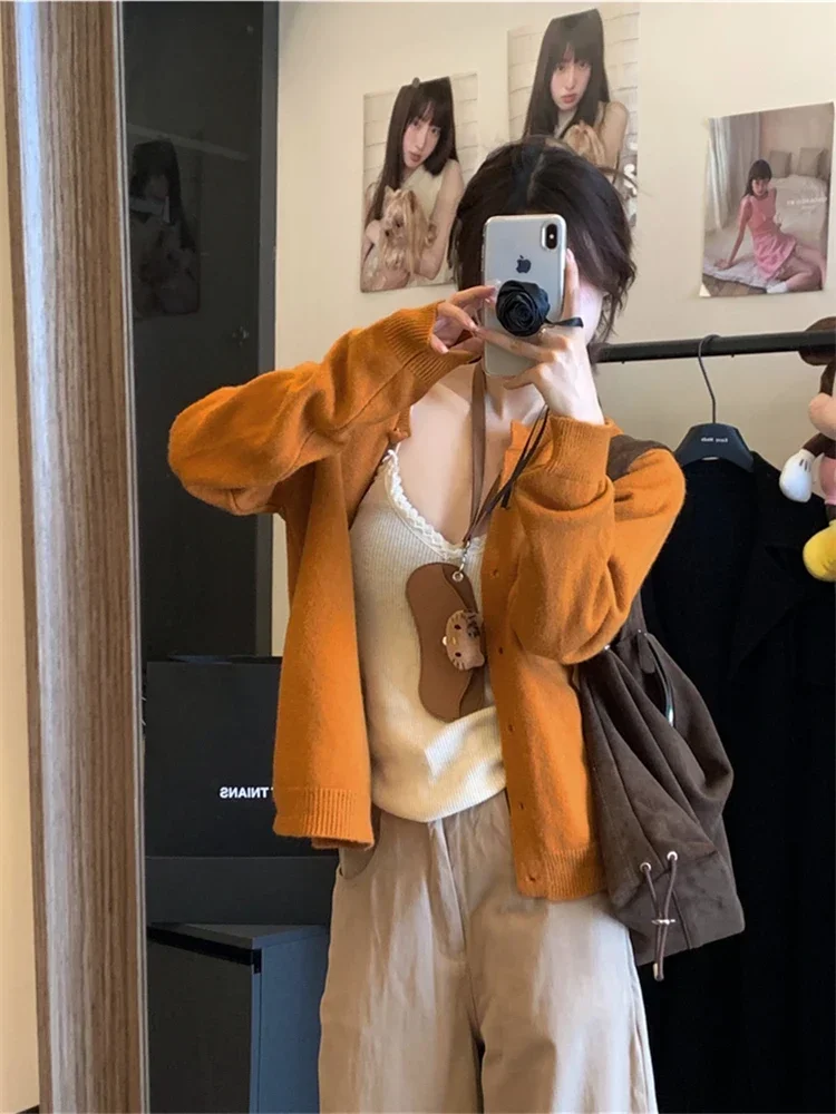 Maglione da donna Maglioni invernali da donna Cardigan Traf Maglieria femminile Overszie Manica lunga Capispalla lavorato a maglia allentato Ropa De