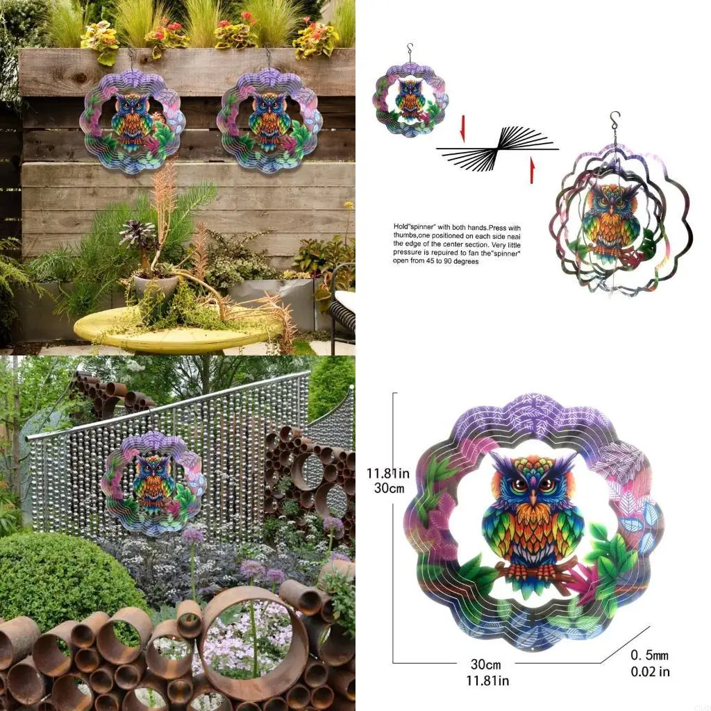 

Colorful Metal Owl Garden Decoration Yard Home Decor Door Wall Hanging Ornaments Decorative Gifts C5AD