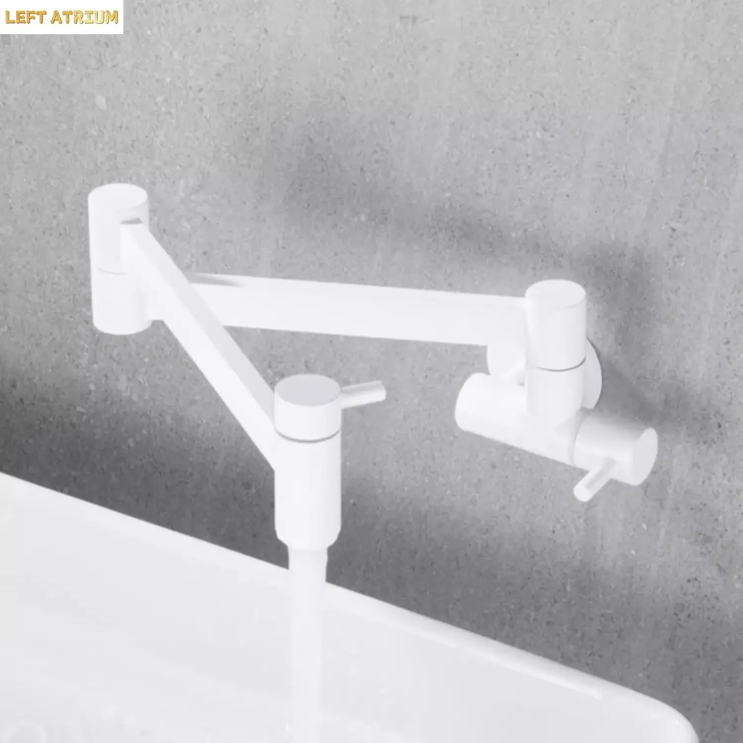 

Pot Filler Tap Brass Wall Mounted Kitchen Sink Faucet 360 Rotate Folding Spout Spigot Single Cold Taps Black/White