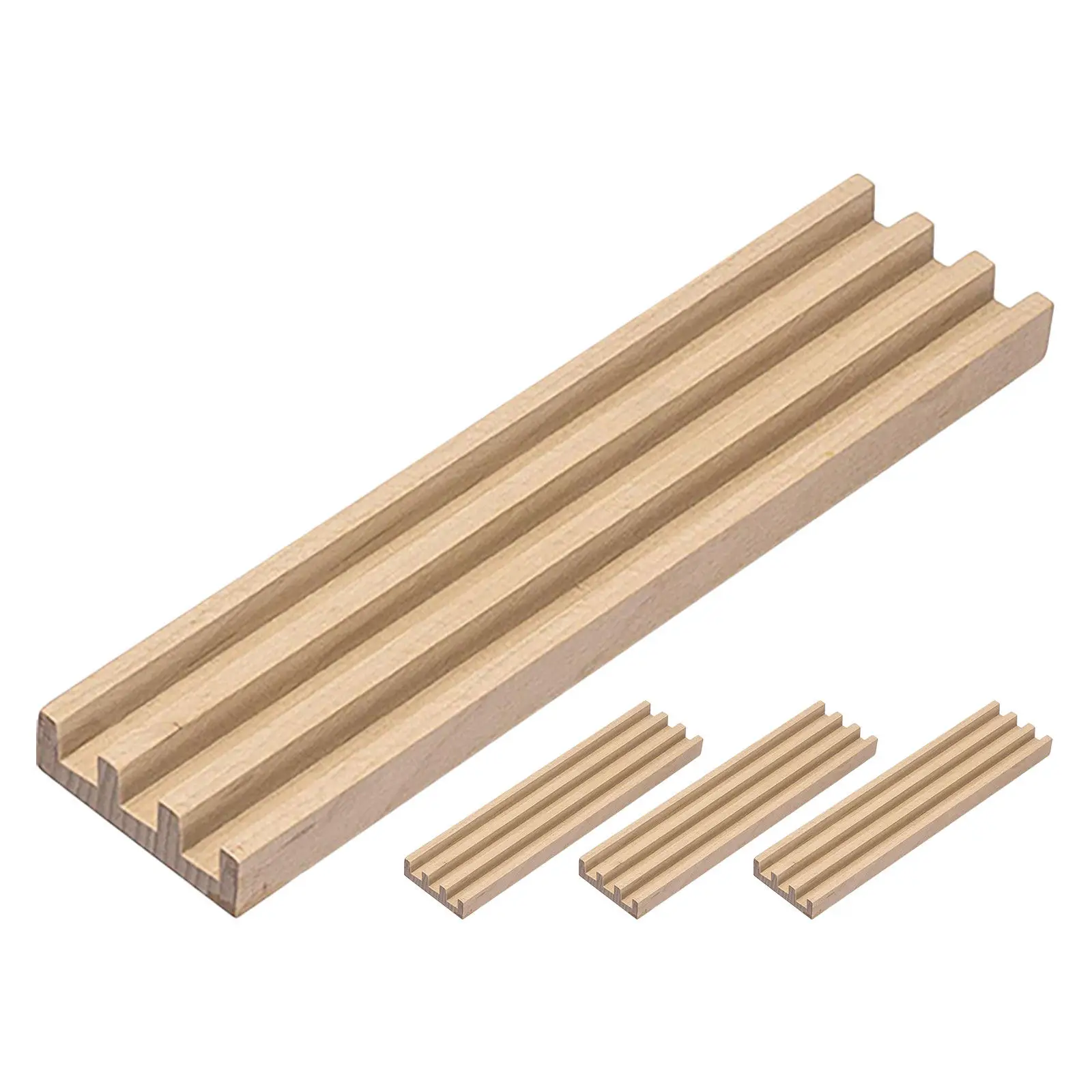 4Pcs Wooden Domino Racks Set Natural Base Stands for Mexican Train Board Game Tile Holders Tabletop Tray Organizer 25.4cm