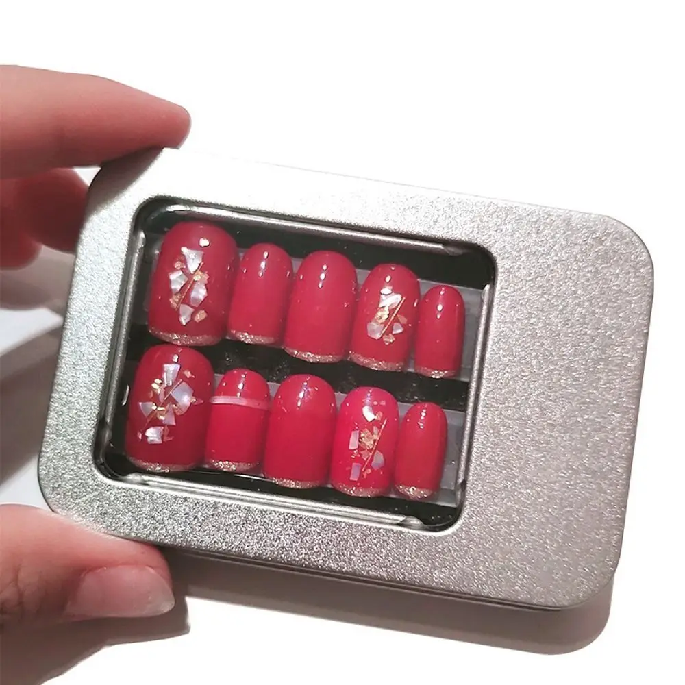 

Multicolor Tin Box with Clear Window Lid Rectangular Jewelry Box Nail Art Display Case Candy Package Metal Box Empty