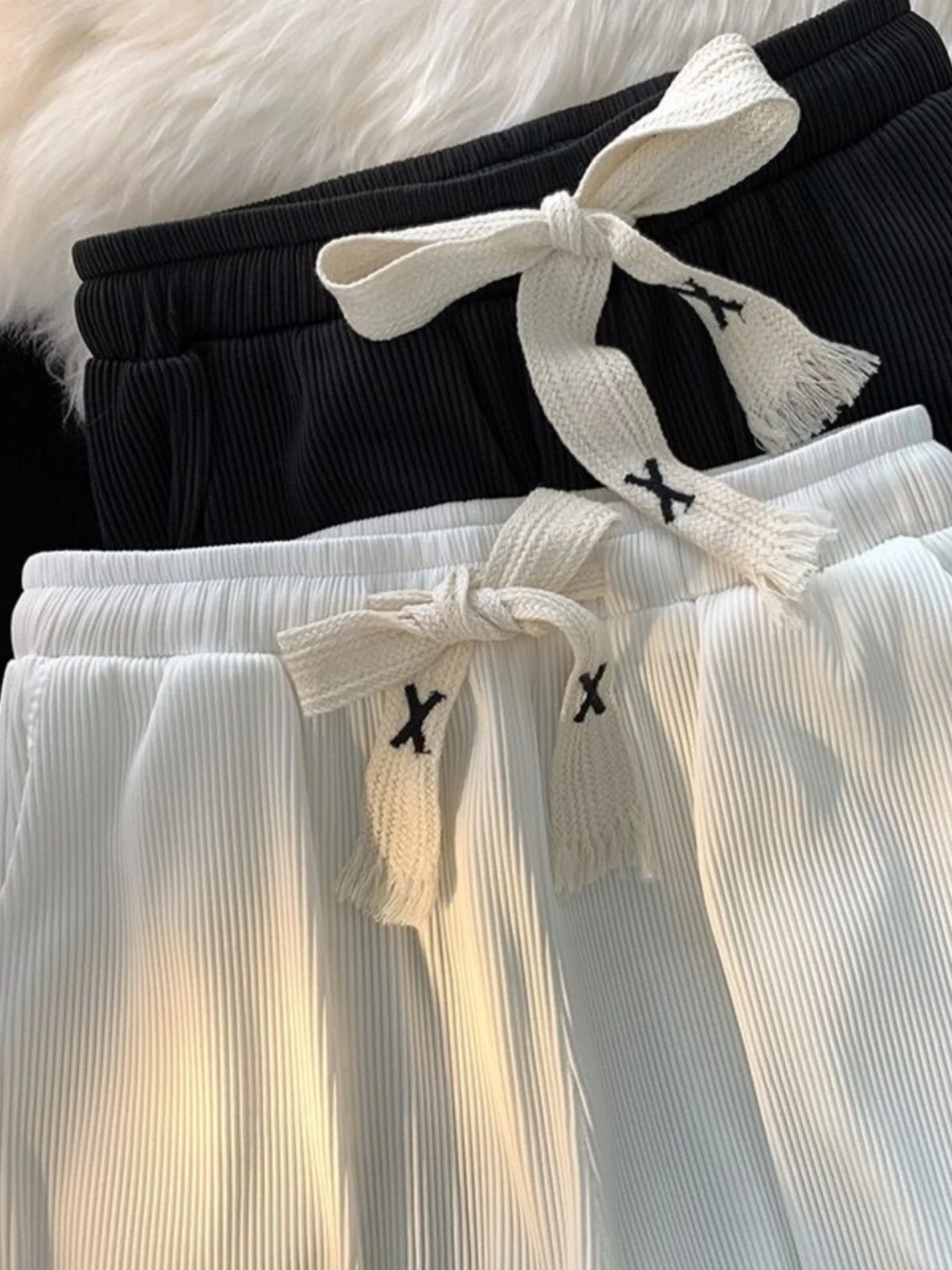 بنطال ذو قصة أرجل واسعة أخضر للنساء ربيعي مايكرو متوهج الحد الأدنى نمط Preppy الحضرية مكتب حزام البطن التحكم الشيفون منقوشة