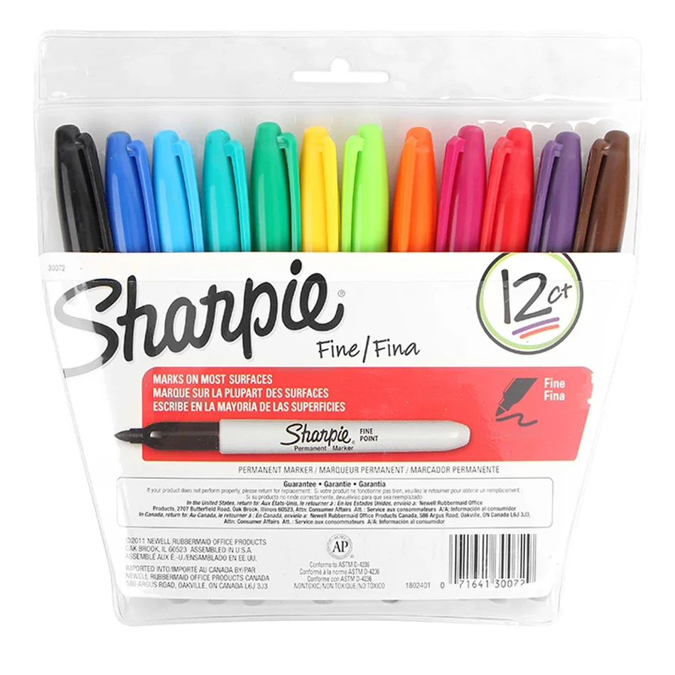 Sharpie Marker Pen Set 12/24 Colored Art Marker Eco-friendly Fine Point Permanent Oil Marker Pens Colored Office Stationery