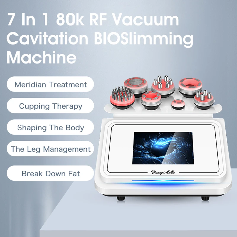 

Portable 80K Cavitation Vacuum Body Slimming Weight Loss Fat Burning Machine 7 in 1 Cupping & Scraping for Skin Detox Tightening