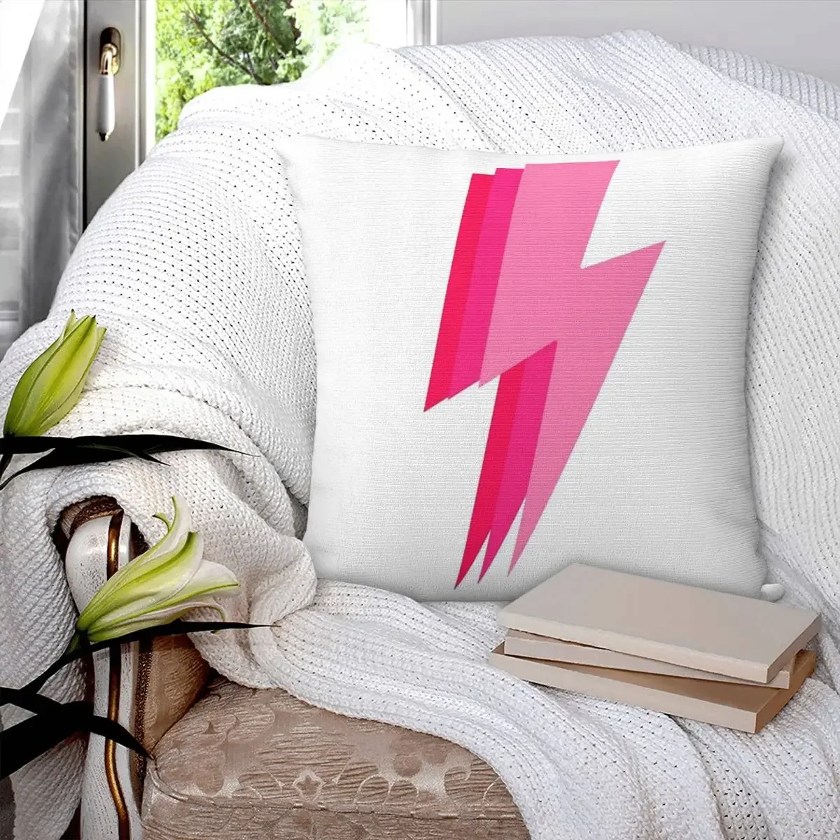 Pink Lightning Bolt Pillowcase Polyester Pillows Cover Cushion Comfort Throw Pillow Sofa Decorative Cushions Used for Bedroom