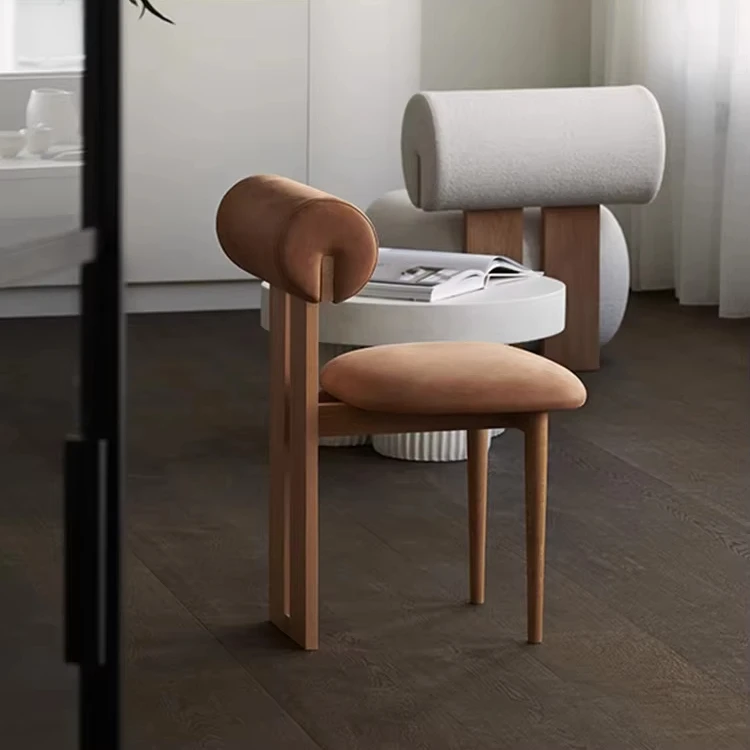 

Modern Nordic Solid Wood Minimalist Backrest Upholstered Dining Room Chairs